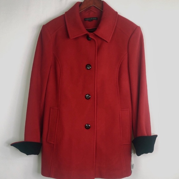 PRESTON & YORK RED WOOL PEA COAT - Picture 8 of 15